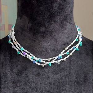 Bohemian Necklace, Long Layering Necklace, summer, handmade Crocheted
